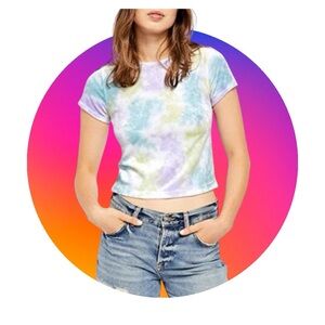 Free People cloud Combo Velveteen tie-dye shirt sleeve shirt size large